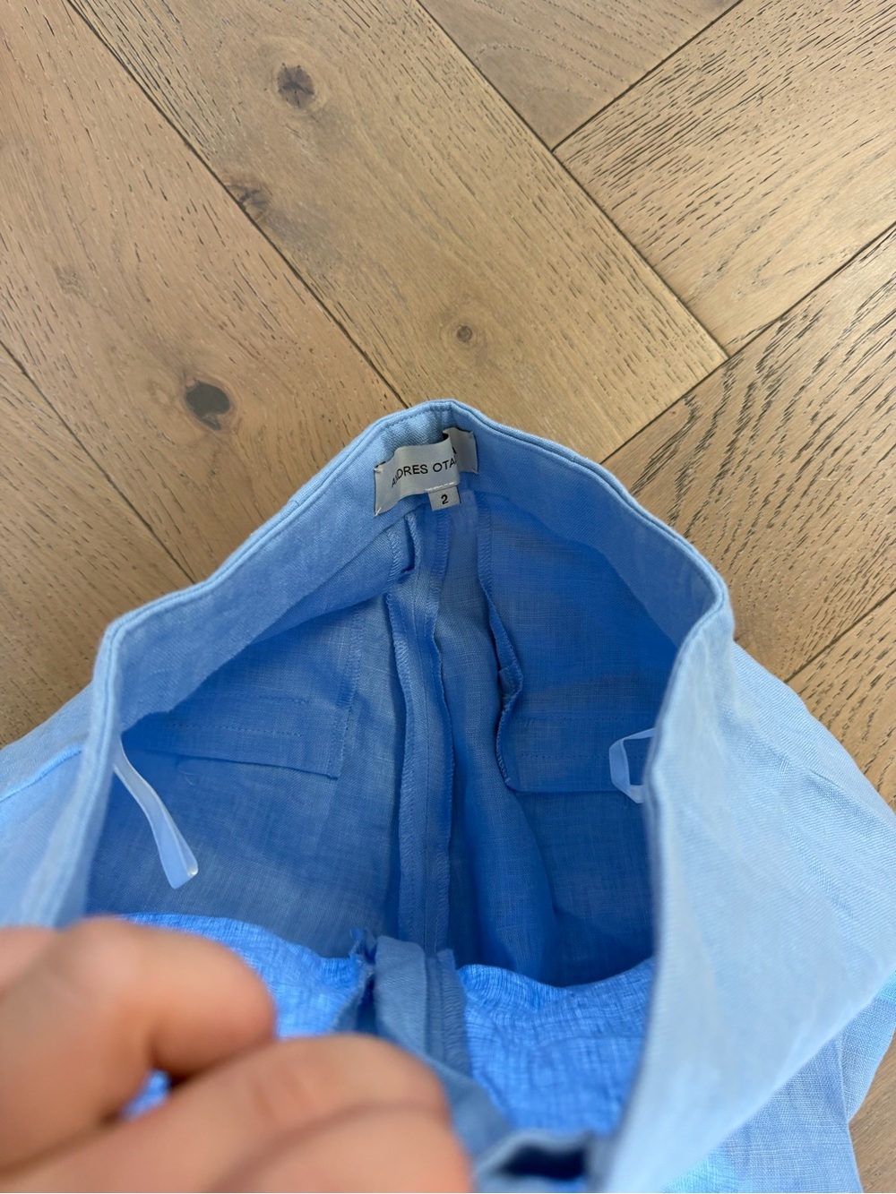 Sky Blue Wide-Leg Linen-Blend Pants - Picture 5 of 6
